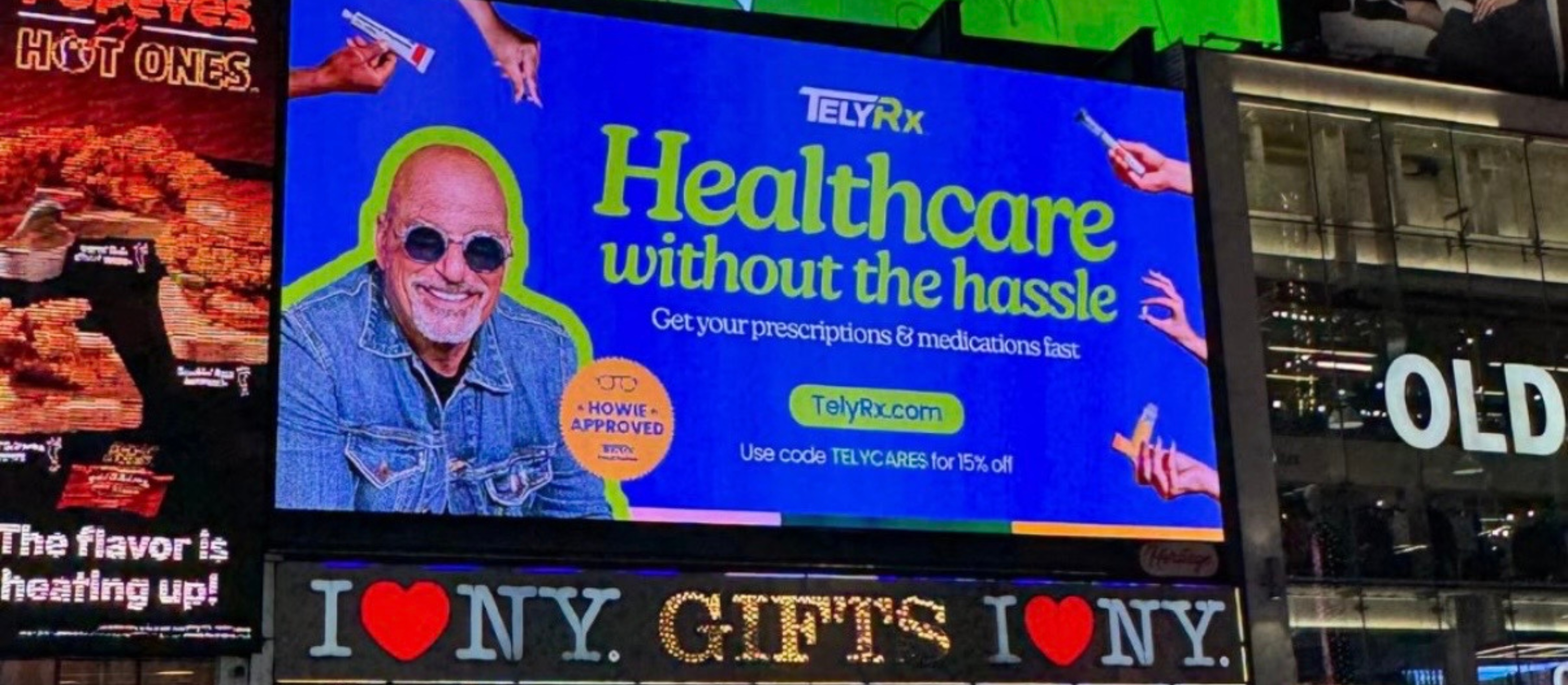 TelyRx Times Square billboard with Howie Mandel
